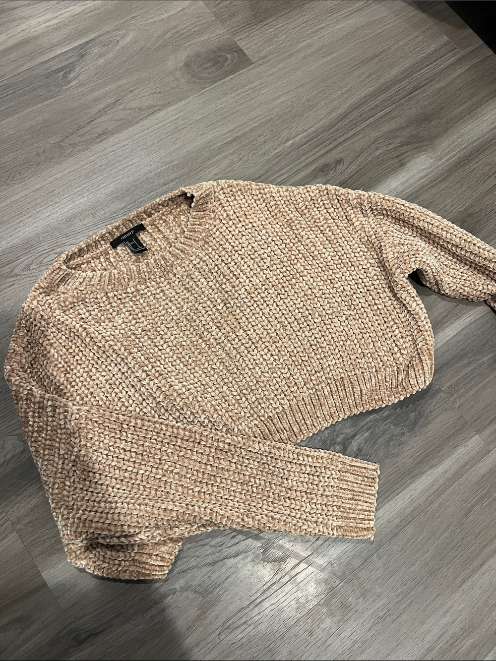 Forever 21 Chunky Cropped Crew Sweater - Taupe